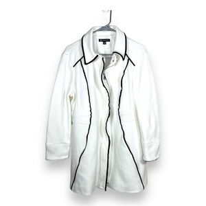 XL INC INTERNATIONAL CONCEPTS WHITE BLACK PIPING STRETCH JACKET LONG SLEEVE
